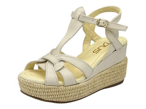 mjus l77002 latte sandalo pelle  donna zeppa