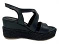 mjus l77005 nero sandalo pelle  donna zeppa rafia