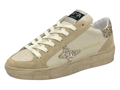 ama brand 4105 bianco/sabbia sneakers pelle donna