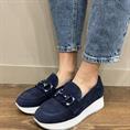 MELLUSO R20085 blu mocassino donna zeppa castoni