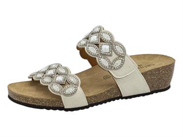 grunland cb0828 bianco ciabatta donna re-soft strass
