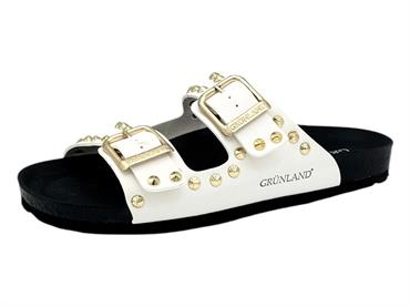 grunland cb0737 bianco ciabatta donna borchie
