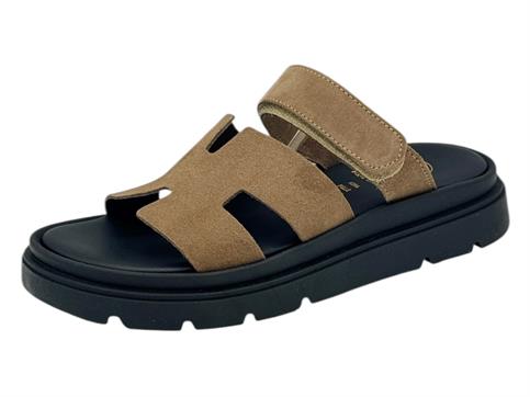 18+ 8815 tortora ciabatta donna fondo cararmato