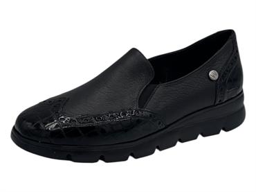 melluso 055056 nero mocassino donna pelle zeppa