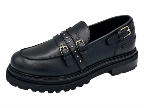 janet j-470 nero mocassino pelle donna cararmato
