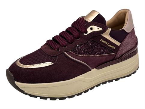janet j-410 bordo sneakers pelle donna camoscio