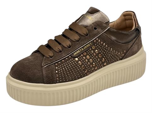 janet j-401 tmoro sneakers pelle donna fondo miele