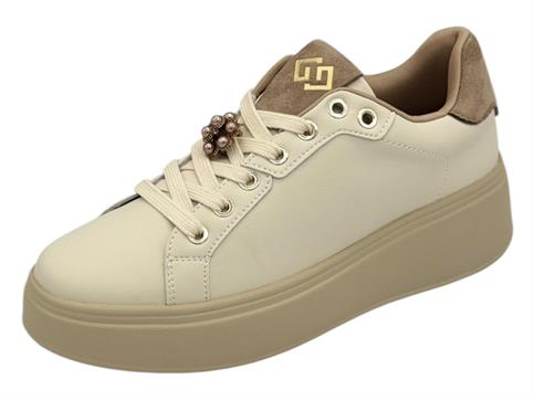 gold&gold gb971 beige sneakers ecopelle  donna