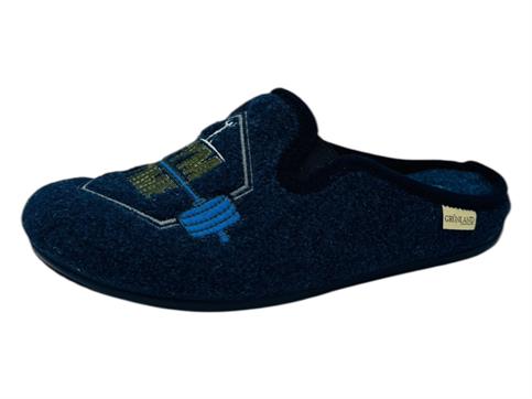 grunland ci3068 blu ciabatta uomo tessuto
