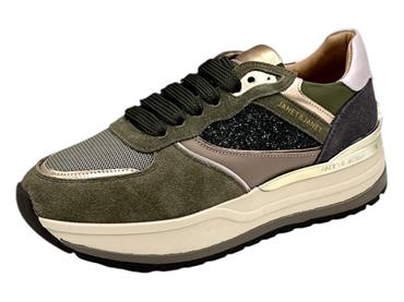 janet j-410 verde sneakers pelle donna tessuto