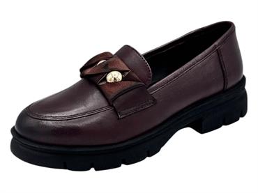 melluso 034356 bordeaux mocassino pelle donna