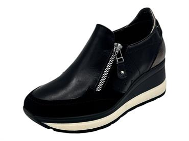 melluso r25552z nero mocassino pelle  donna zeppa