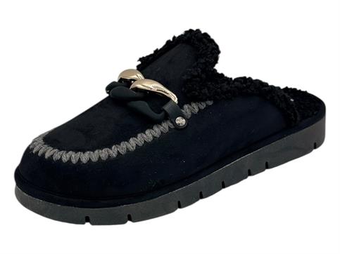 grunland ci1606 nero ciabatta donna catena pelo