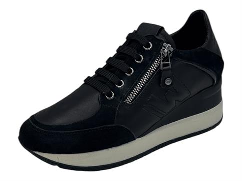 MELLUSO R25549 nero allacciata donna zeppa cerniera