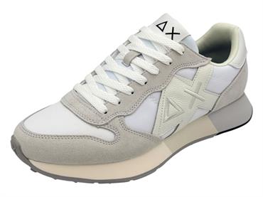 sun68 z36116 bianco sneaker tessuto camoscio uomo