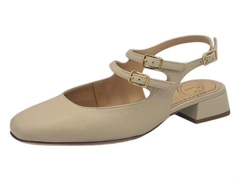 sei unica z933 beige slingback  donna pelle
