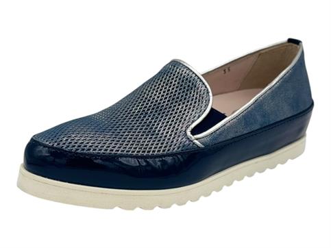 donna soft mot029 blu mocassino pelle zeppa  donna