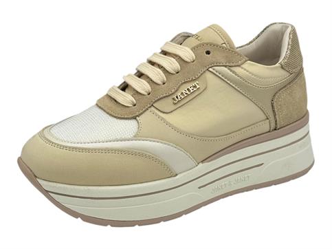 janet j591 crema sneakers pelle platform donna