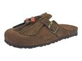 18+ 9071 taupe sabot camoscio frange donna
