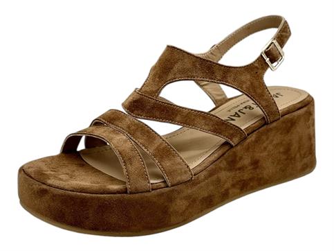 janet j833 cognac sandalo camoscio donna zeppa