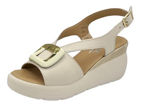 melluso 019272 bianco sandalo pelle donna zeppa 7cm