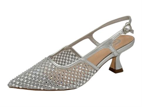 gold&gold gd397 argento slingback strass donna