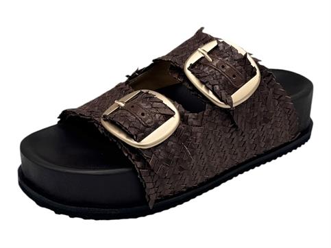 ndo 1034 cioccolato ciabatta pelle platform  donna