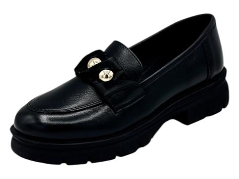 melluso 034356 nero mocassino pelle  donna caramato