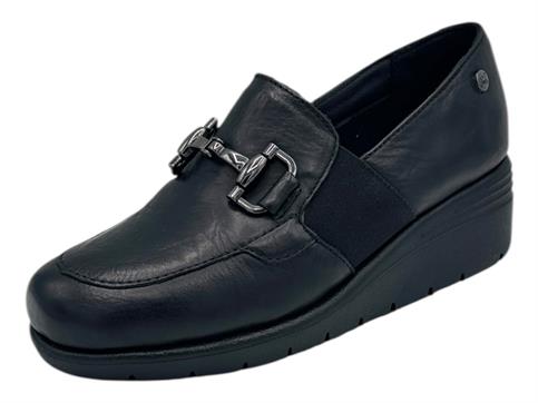 melluso k55283 nero mocassino pelle  donna zeppa