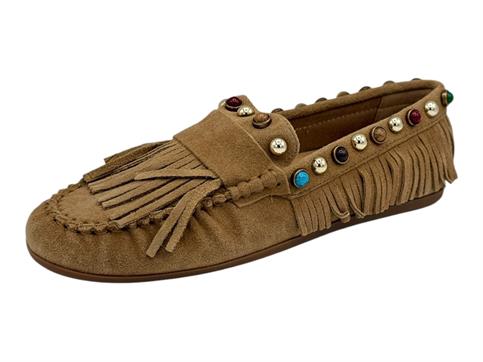 inuovo e29015 beige mocassino camoscio borchie donna