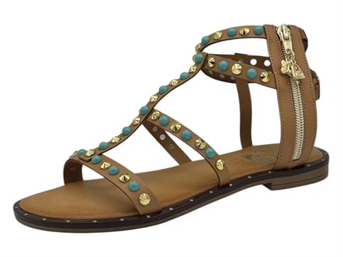 18+ 8868 cipria sandalo donna schiava pelle borchie