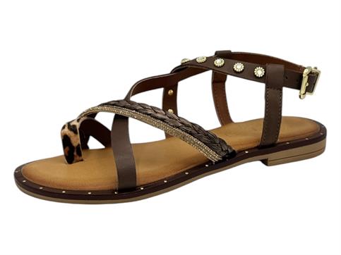 18+ 8874 t.moro sandalo donna pelle tacco basso