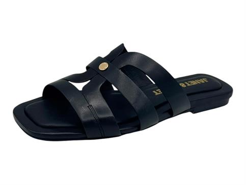 janet j682 nero ciabatta pelle  donna tacco 20