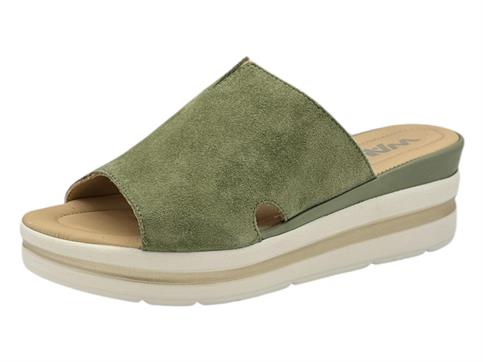 melluso 019241 verde ciabatta  donna pelle zeppa