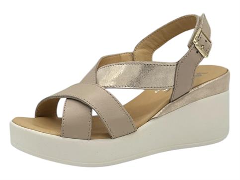 melluso 019217 tortora sandalo donna pelle zeppa