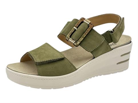 melluso 019227 verde sandalo  donna pelle zeppa