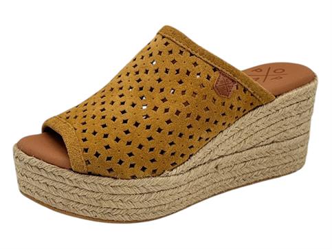 popa arenita beige ciabatta donna zeppa corda pelle