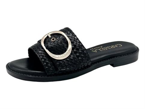 carmela 162198 nero ciabatta donna tacco basso pelle