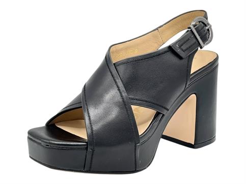 janet j-290 nero sandalo donna pelle tacco platform