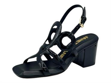 janet j-213 nero sandalo donna pelle lucida tacco