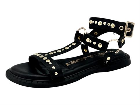 janet j-143 nero sandalo basso donna pelle borchie