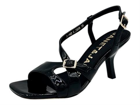 janet j-182 nero sandalo donna tacco alto pelle
