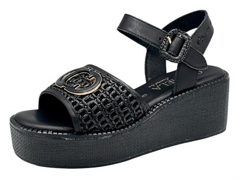 carmela 16236o nero sandalo donna pelle zeppa