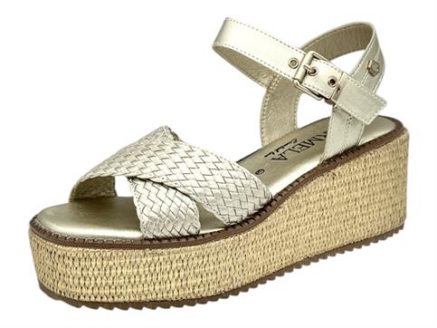 carmela 162361 oro sandalo donna zeppa pelle