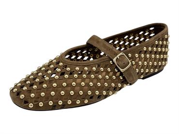 inuovo cnk003 taupe ballerina pelle traforata  donna