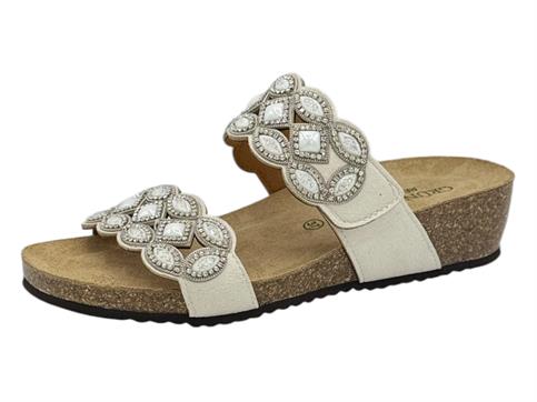 grunland cb0828 bianco ciabatta donna re-soft strass