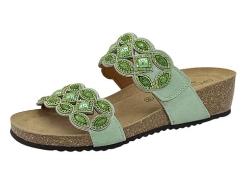 grunland cb0828 menta ciabatta donna re-soft strass