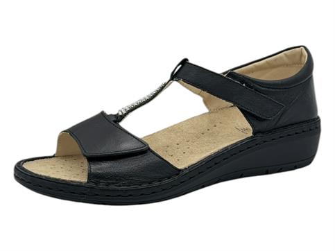 grundland SC5154 nero sandalo donna plantare pelle