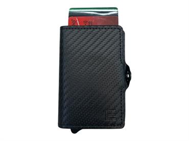 1onespo carbon zip nero porta carte ecopelle