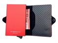 1onespo carbon zip rosso porta carte ecopelle